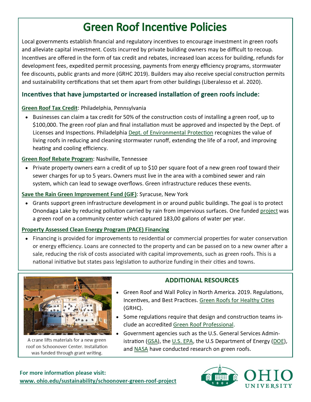 Green Roof Educational Flyers Ohio University